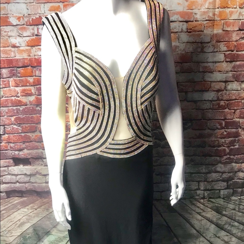 One Of A Kind Black Formal Dress Gown With Jewels